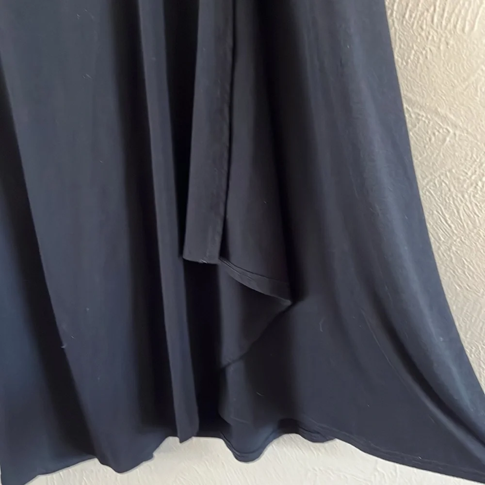 Worthington stretch black mock wrap skirt, polyester rayon spandex, blend size L